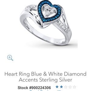 Heart shaped, blue stone with diamond accents